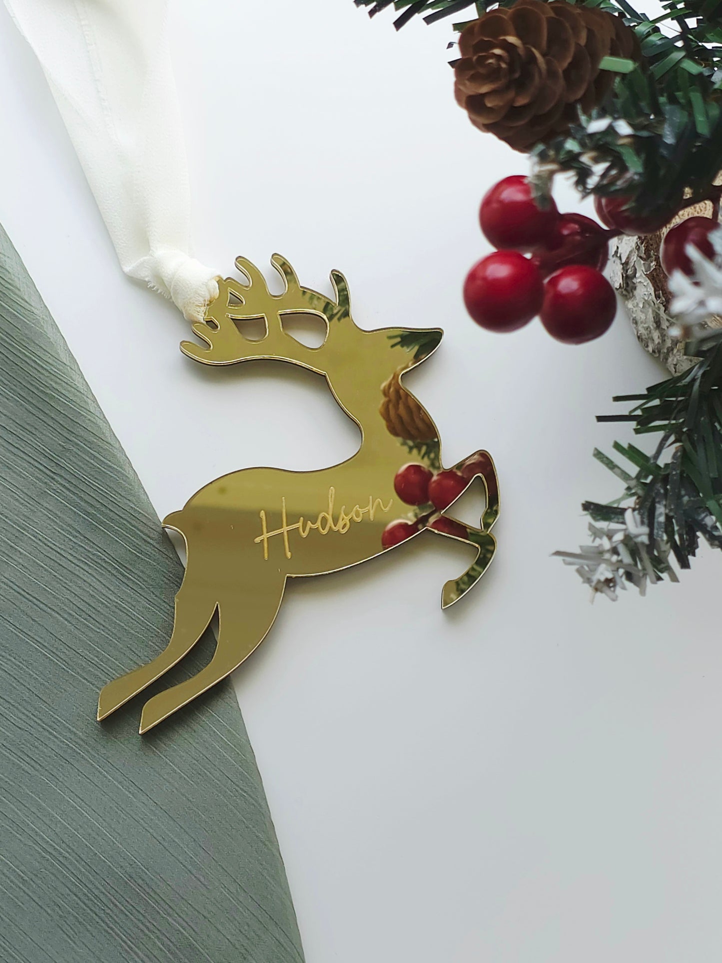 Reindeer Personalised Ornament - Mirror