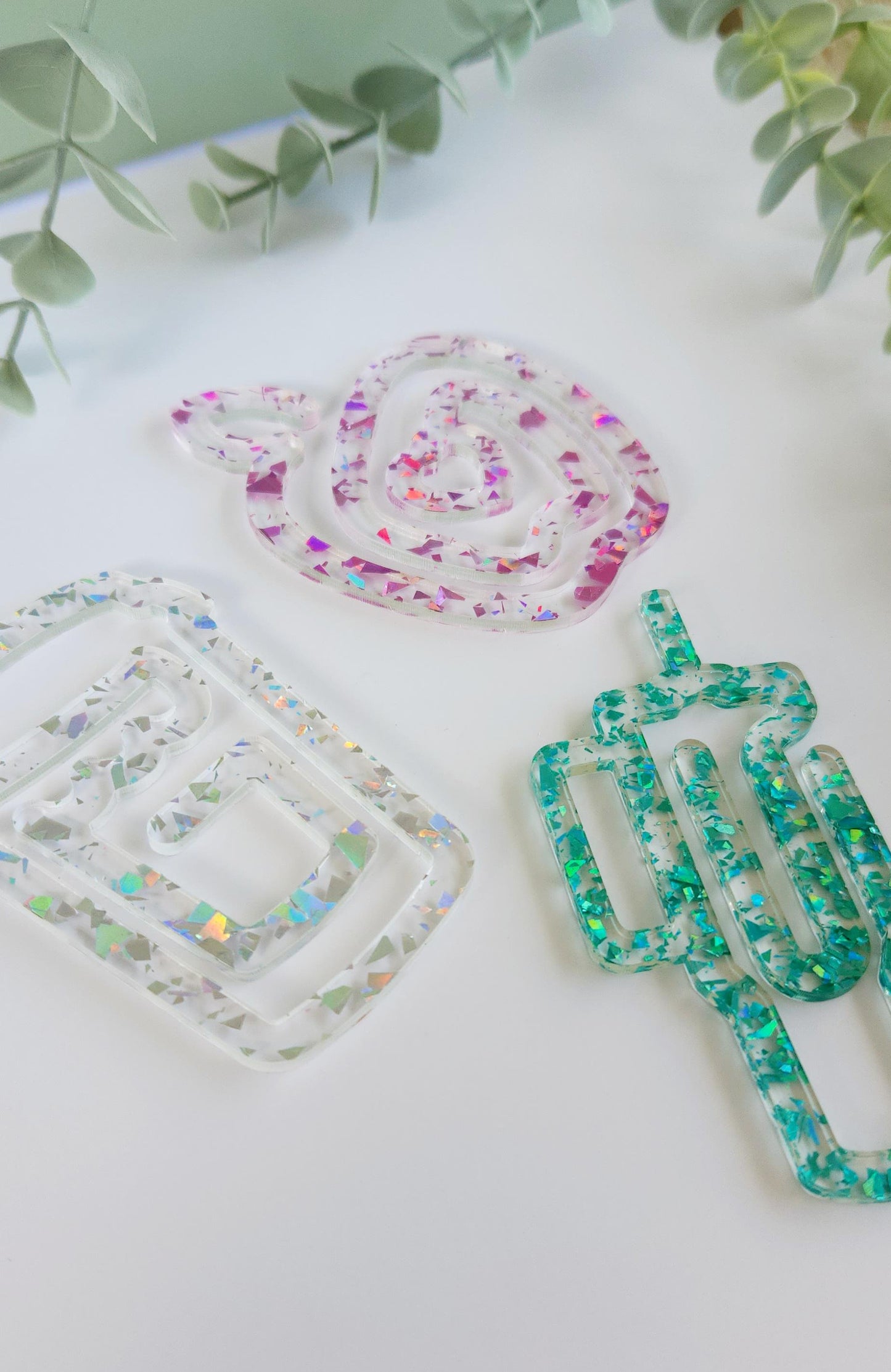 Jumbo Paperclips Glitter Acrylic