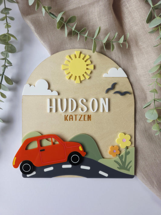 Car Layered Name Sign