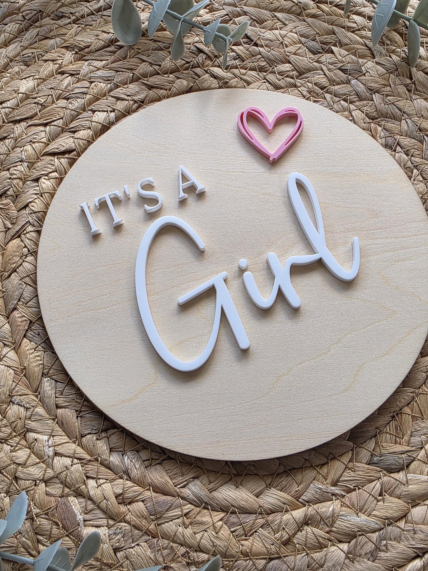 Reversable or Single Sided It's a Boy/Girl Circle Gender Announcement