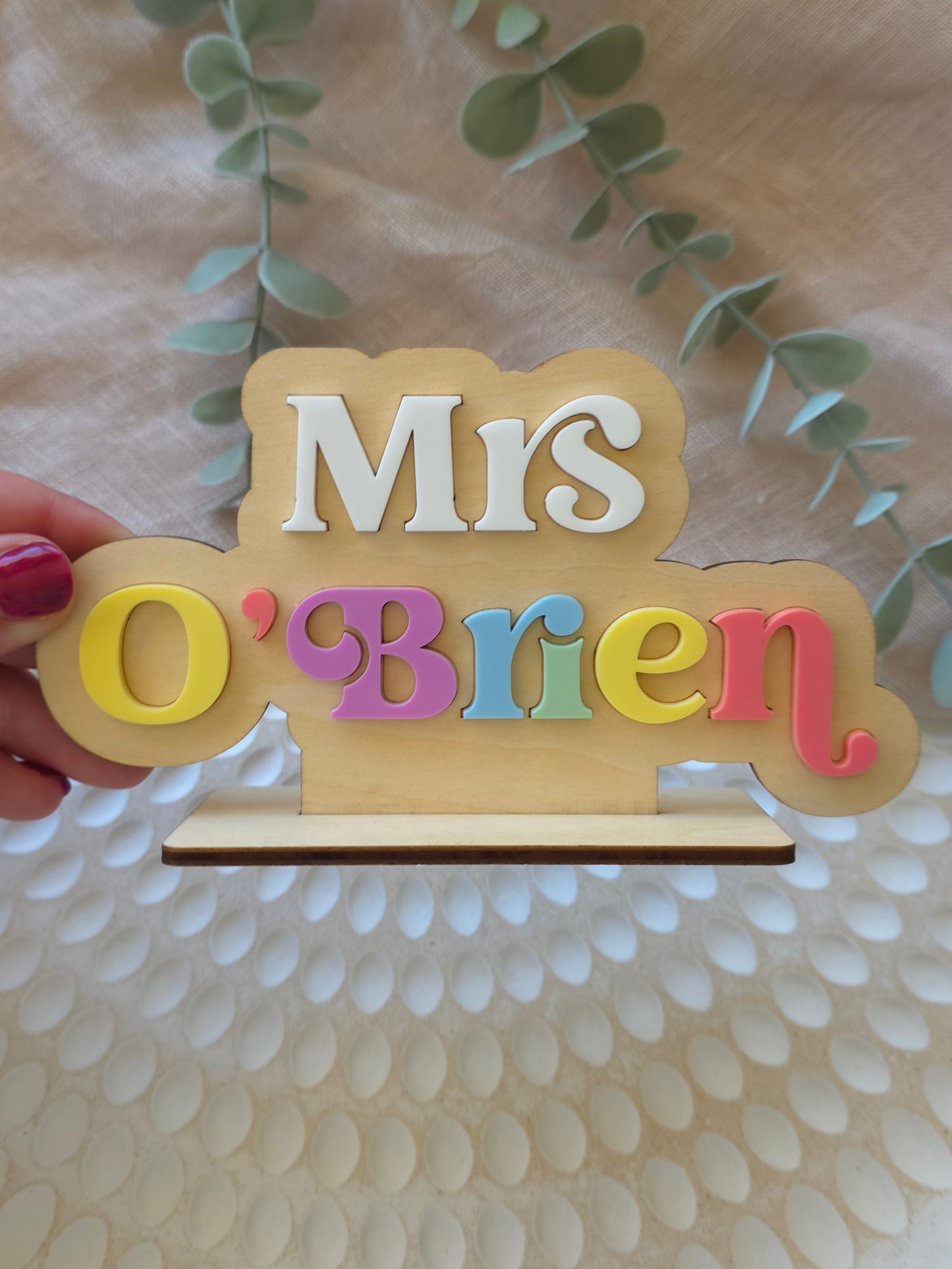 Personalised Teacher Name Desk Stand