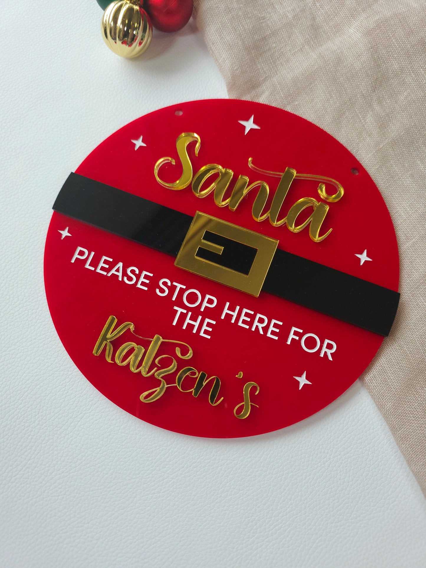 Personalised Santa Please Stop Here Sign (Santa Belt)