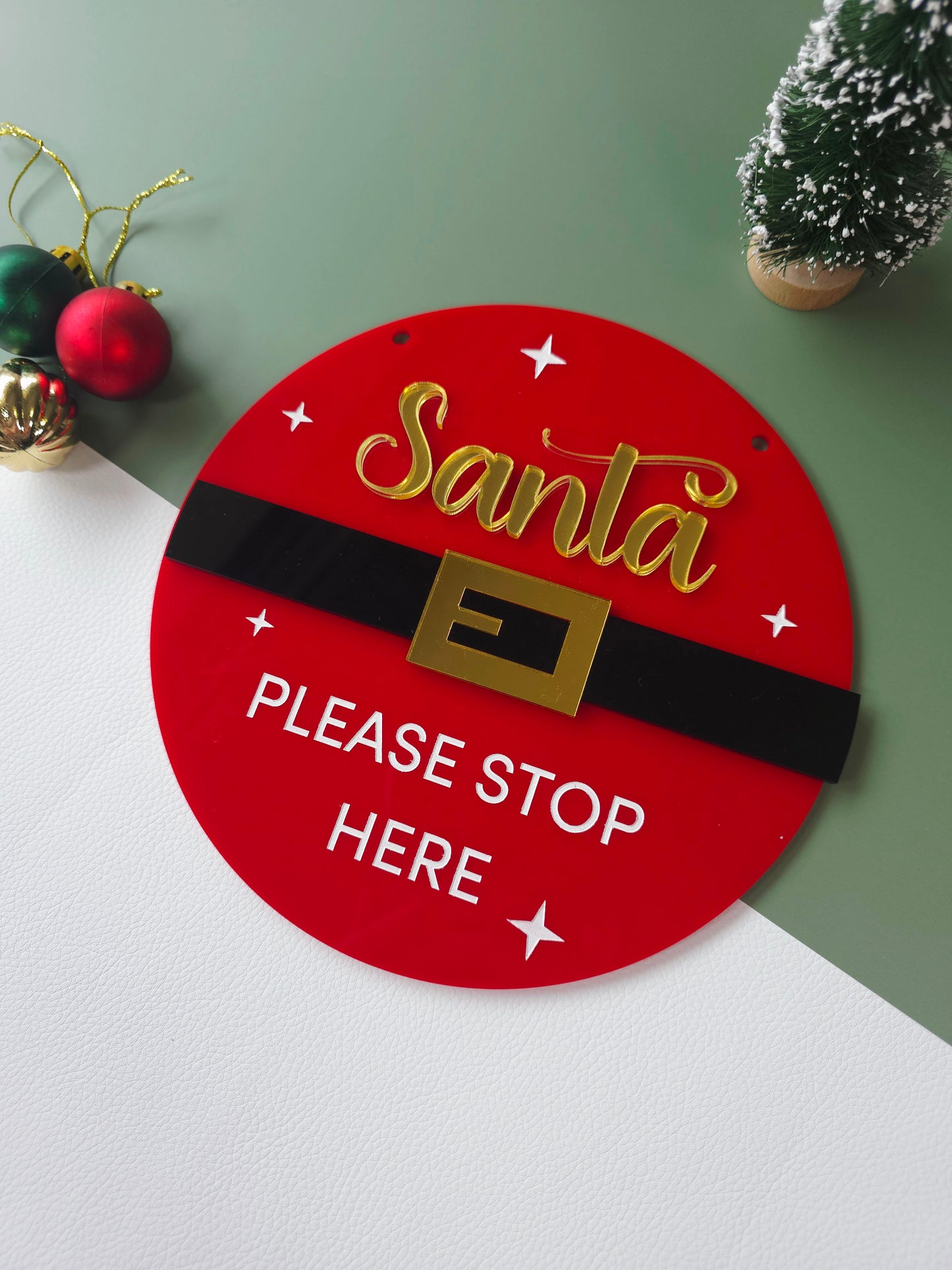 Santa Please Stop Here Sign (Santa Belt)