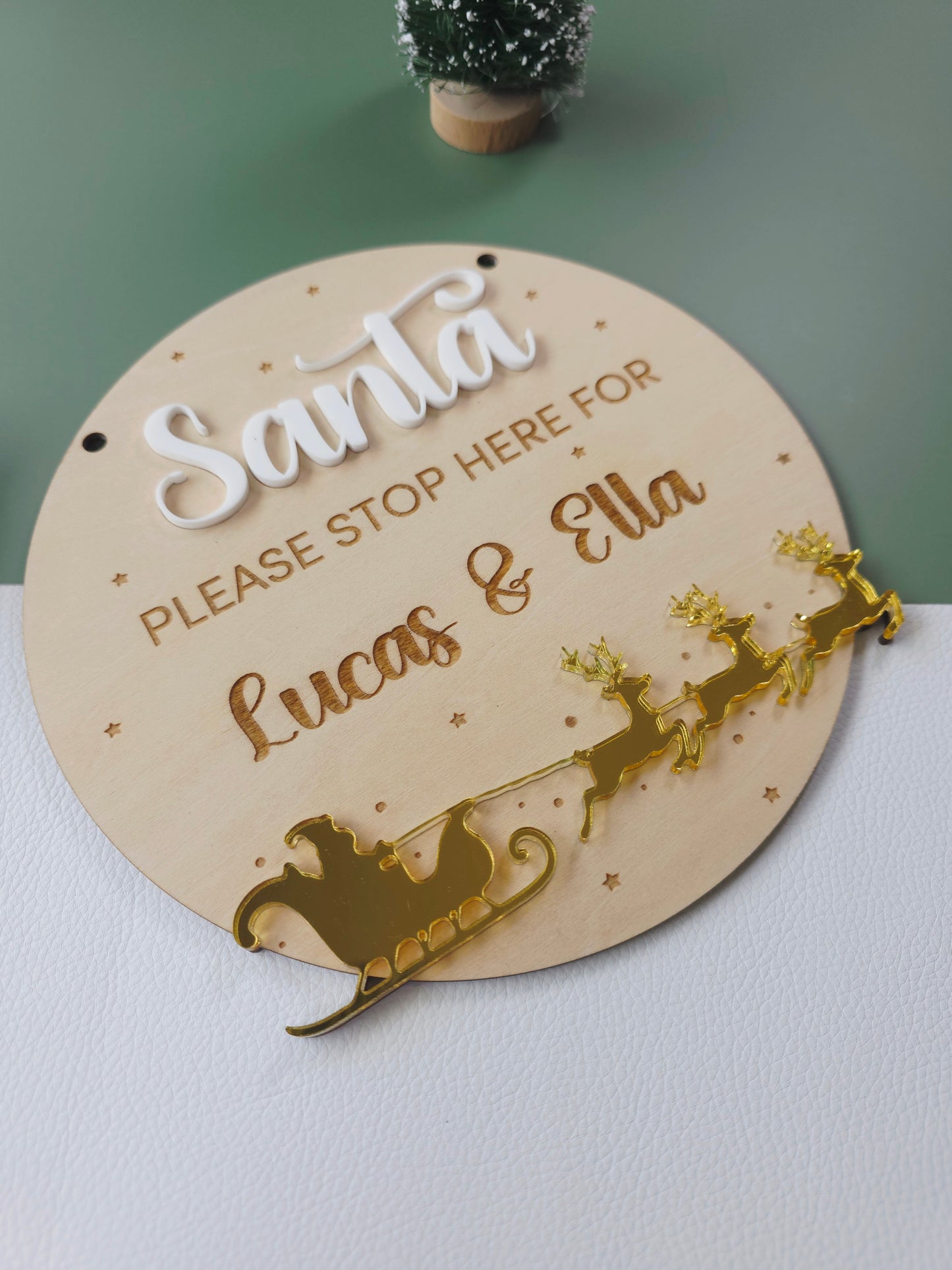 Personalised Santa Sleigh & Reindeer Sign