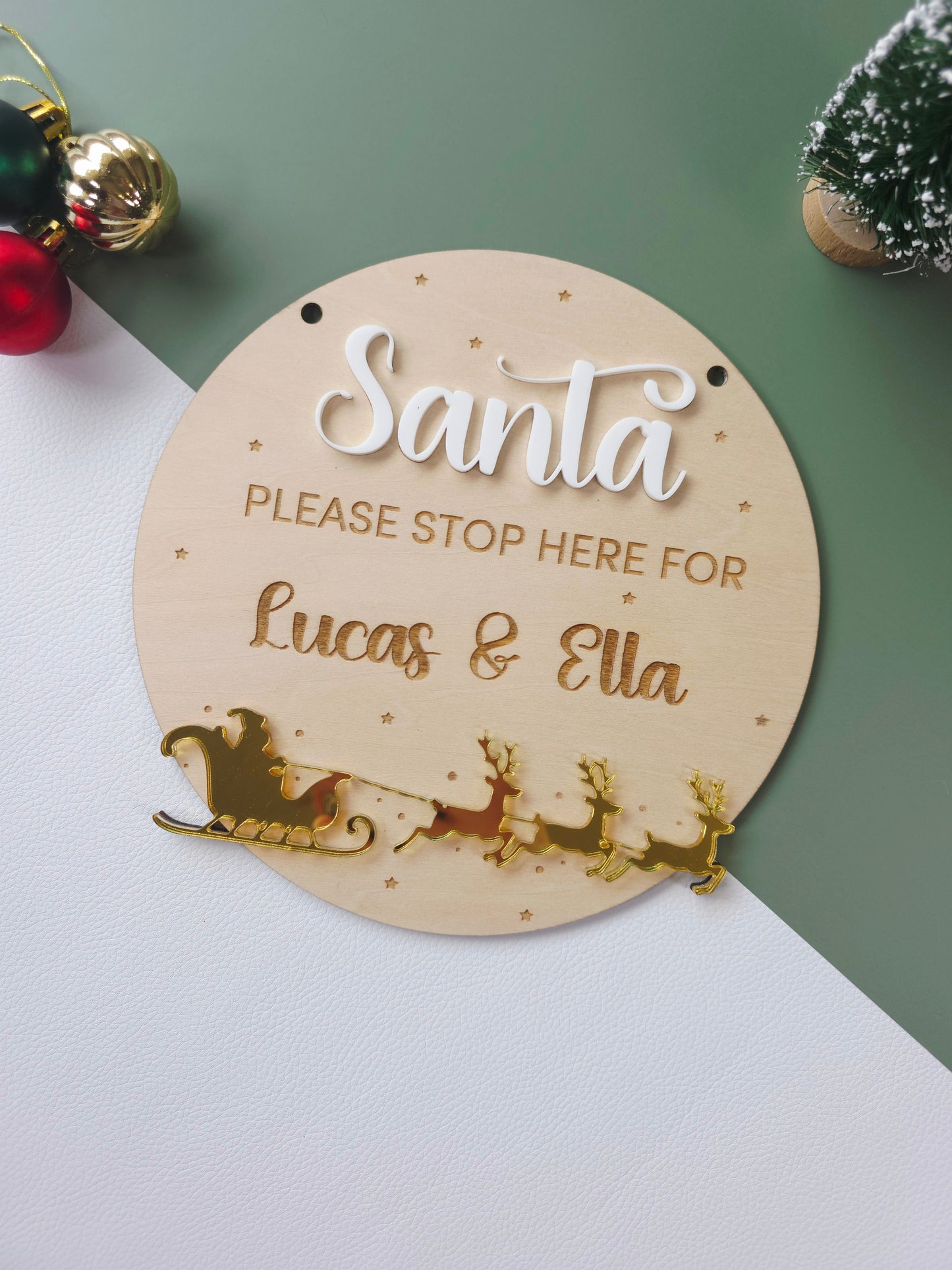 Personalised Santa Sleigh & Reindeer Sign