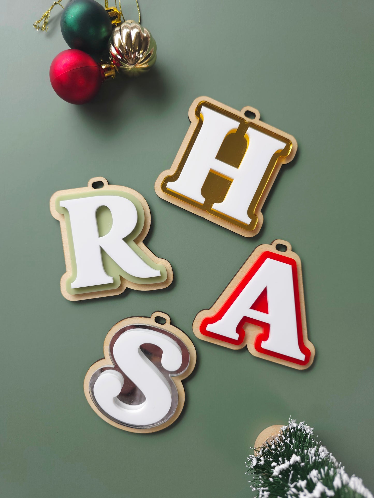 Triple Layered Wood and Acrylic Ornament Gift Tag