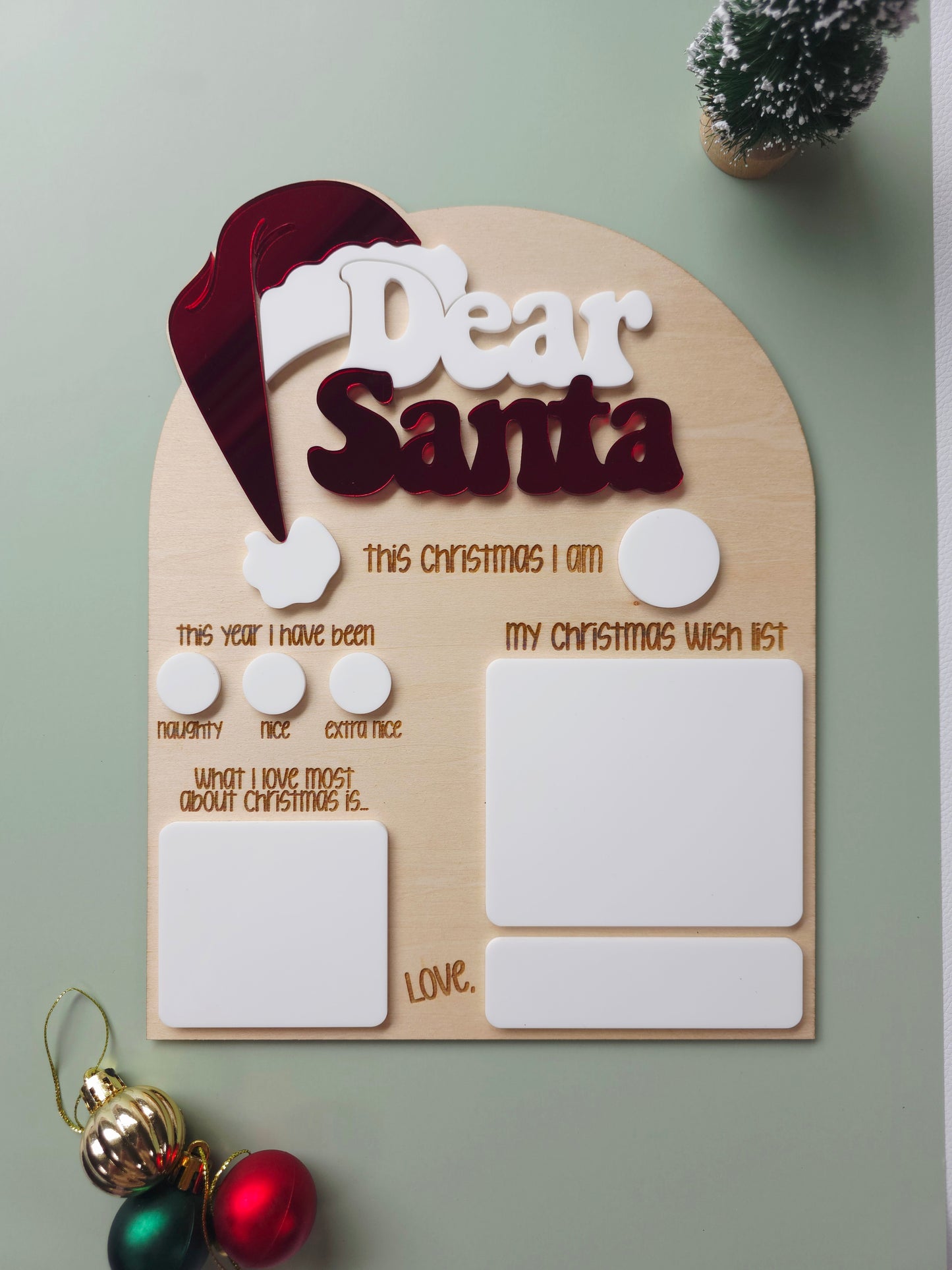Dear Santa Dry Erase Board Block Lettering