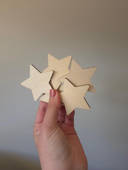 5 Wooden Stars Wall Decor