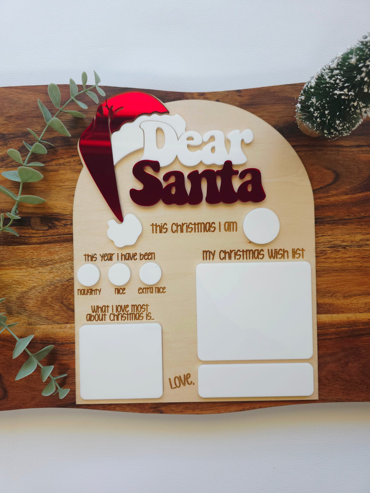 Dear Santa Dry Erase Board Block Lettering