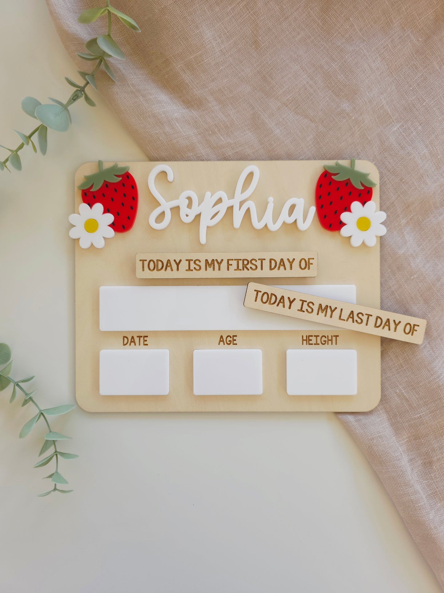 Mini Strawberry First Last Day Interchangeable Board