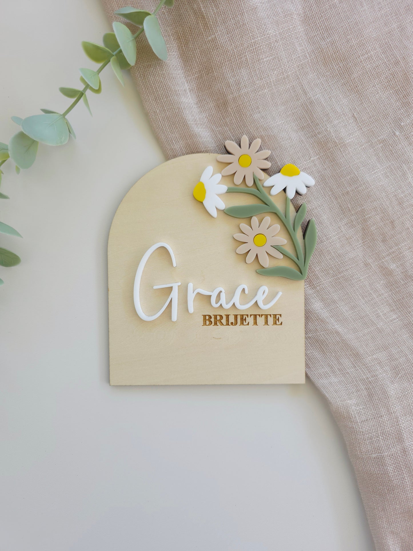 Baby Girl Announcement Plaque - Floral