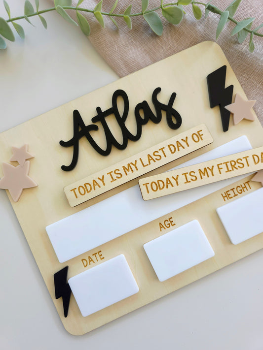 Mini Star & Bolt First Last Day Interchangeable Board