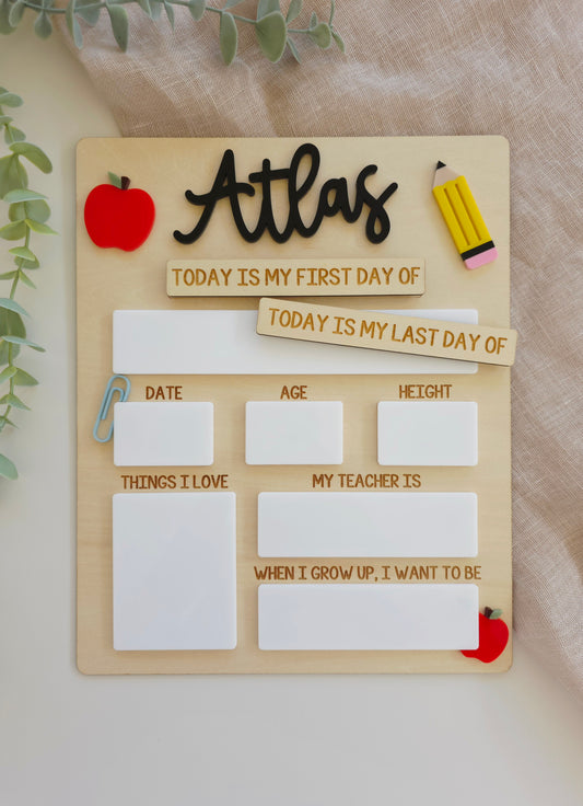 Large Back to School First Last Day Interchangeable Board