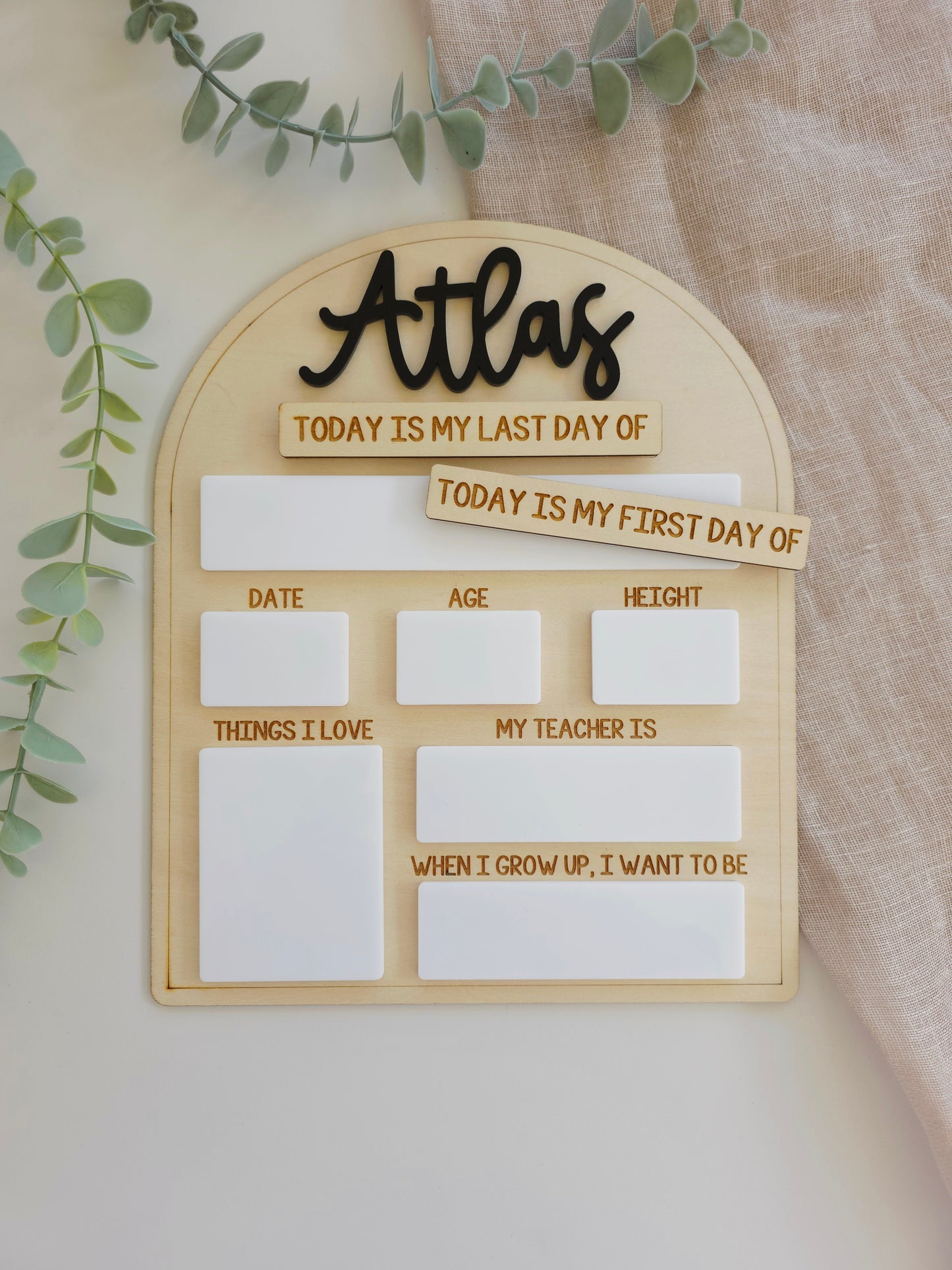 Large Arch First Last Day Interchangeable Board