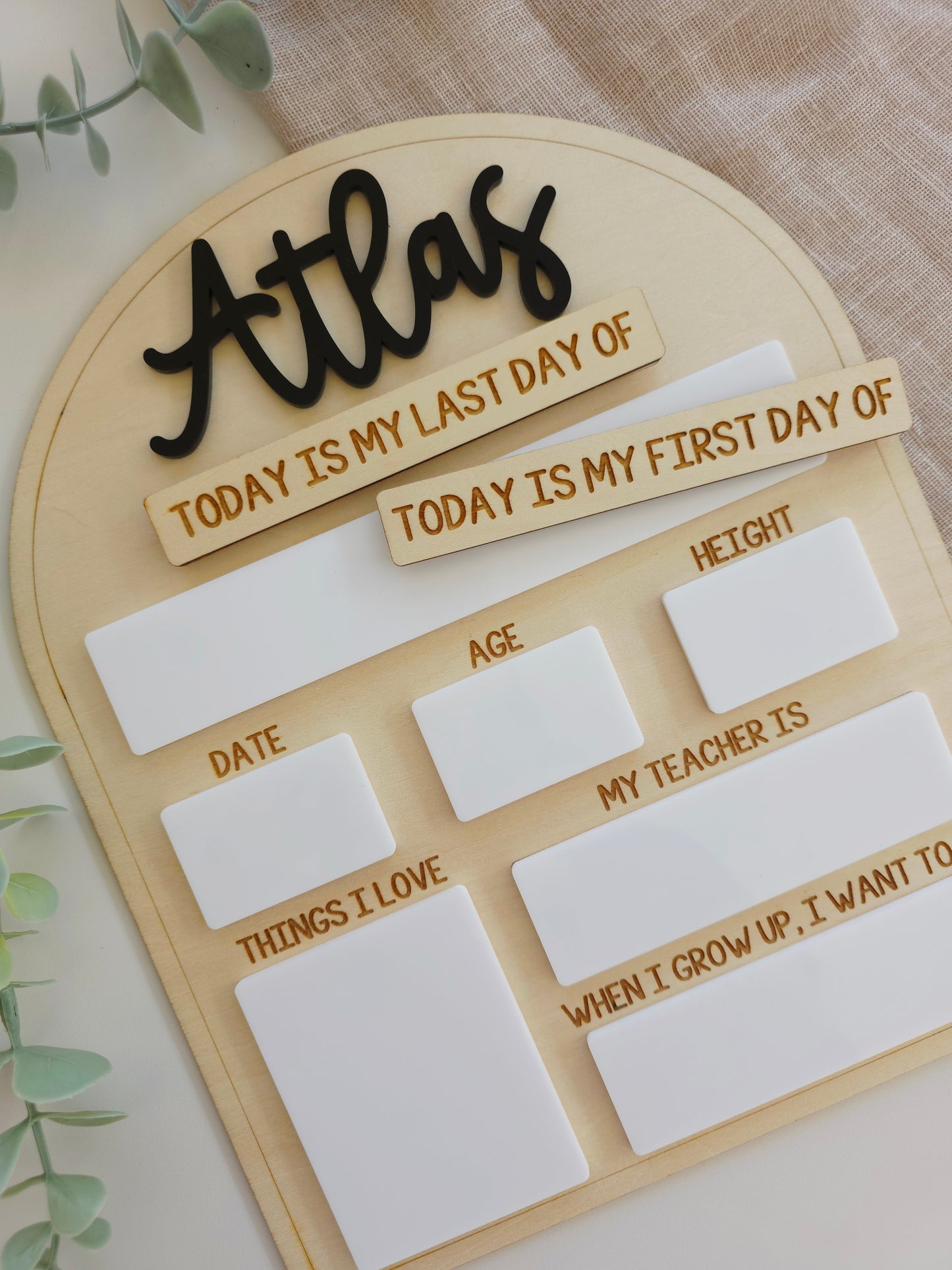 Large Arch First Last Day Interchangeable Board