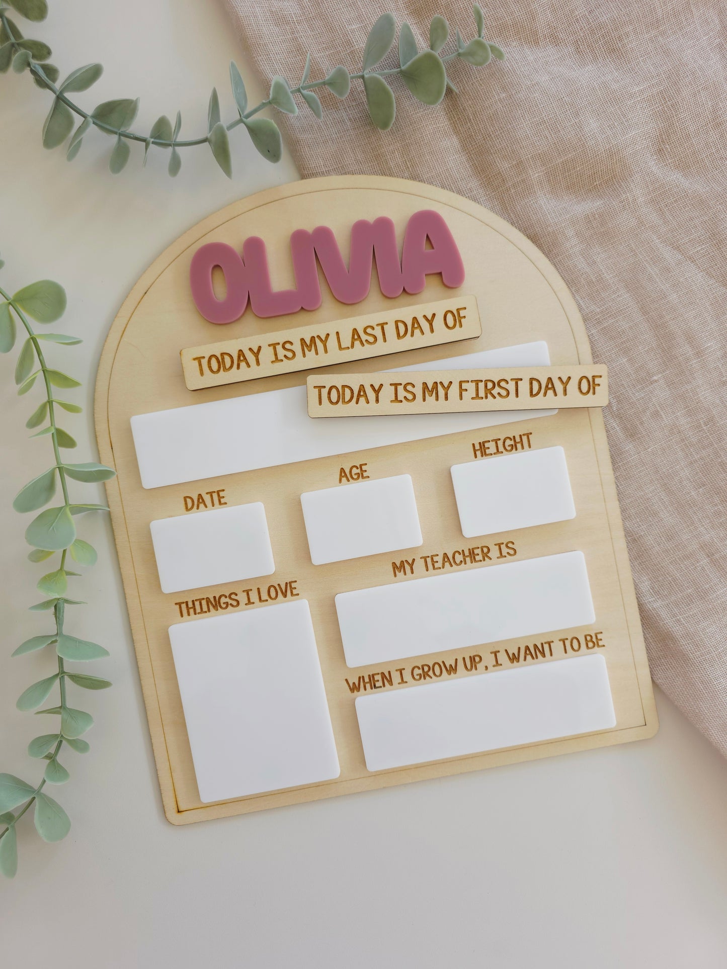 Large Arch First Last Day Interchangeable Board