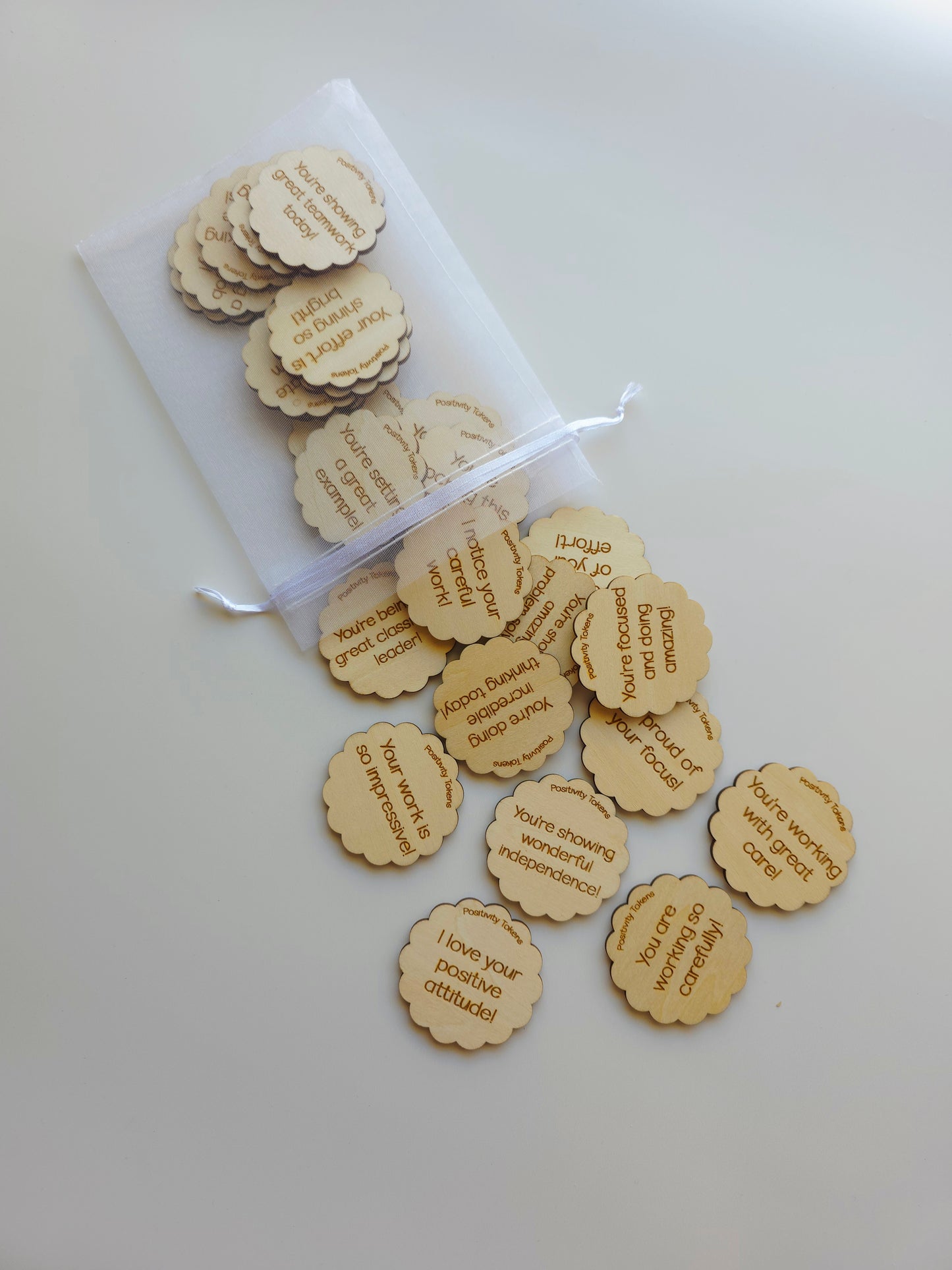 Classroom Positivity Tokens - Wood