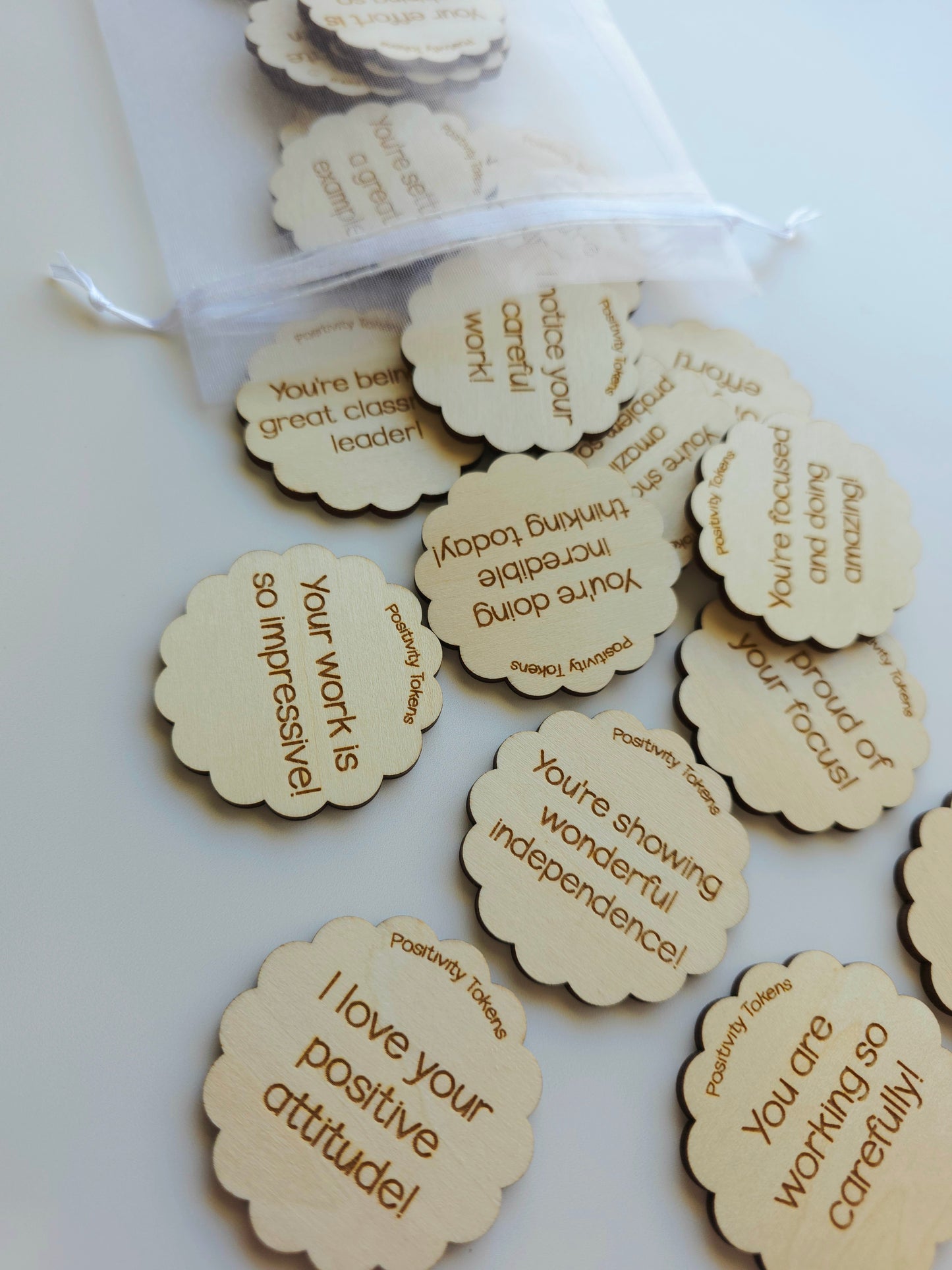 Classroom Positivity Tokens - Wood