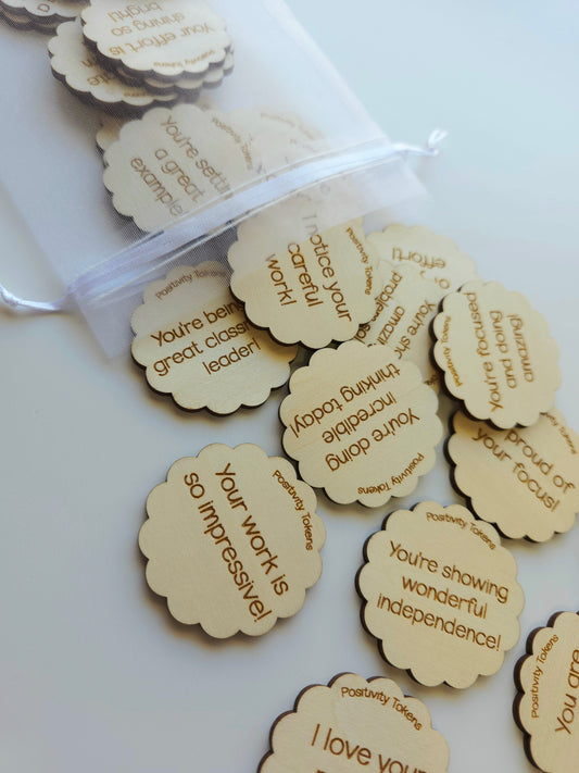 Classroom Positivity Tokens - Wood