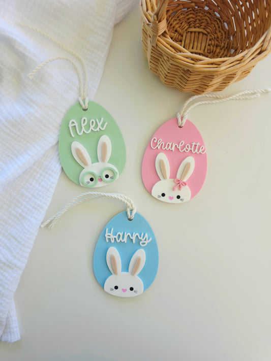 Easter Bunny Egg Basket Tag - Personalised