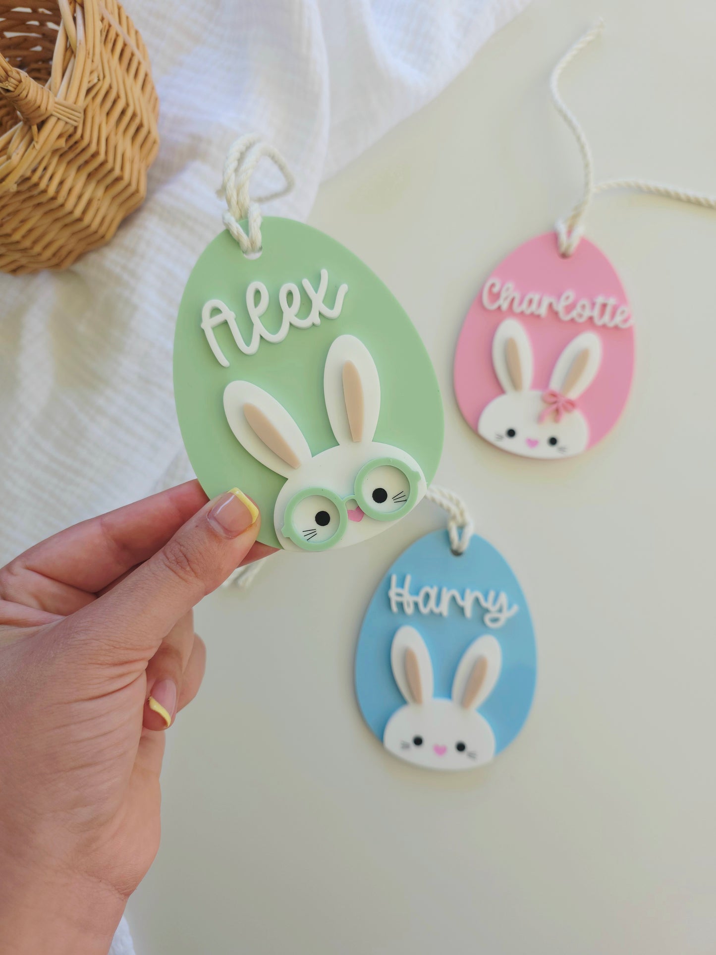Easter Bunny Egg Basket Tag - Personalised