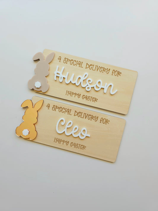 Easter Crate Plaque - Personalised with Acrylic Bunny