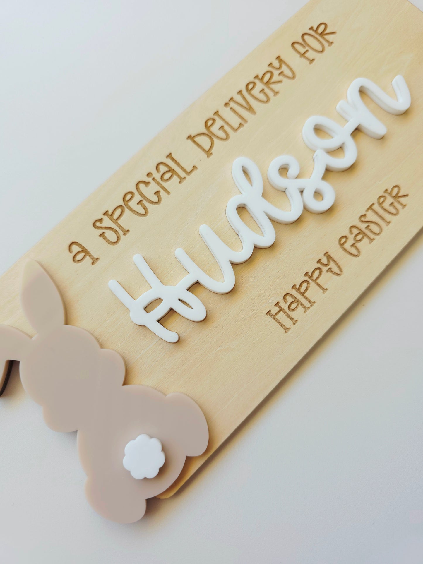 Easter Crate Plaque - Personalised with Acrylic Bunny