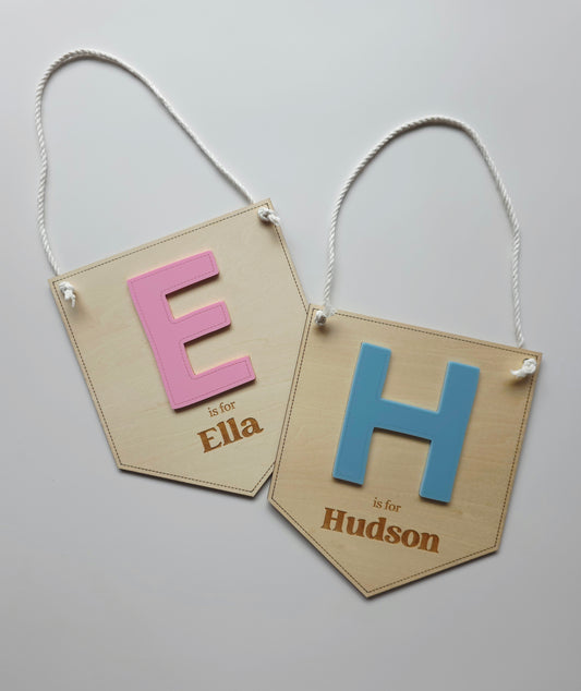 "is for" Personalised Name Hanging Banner
