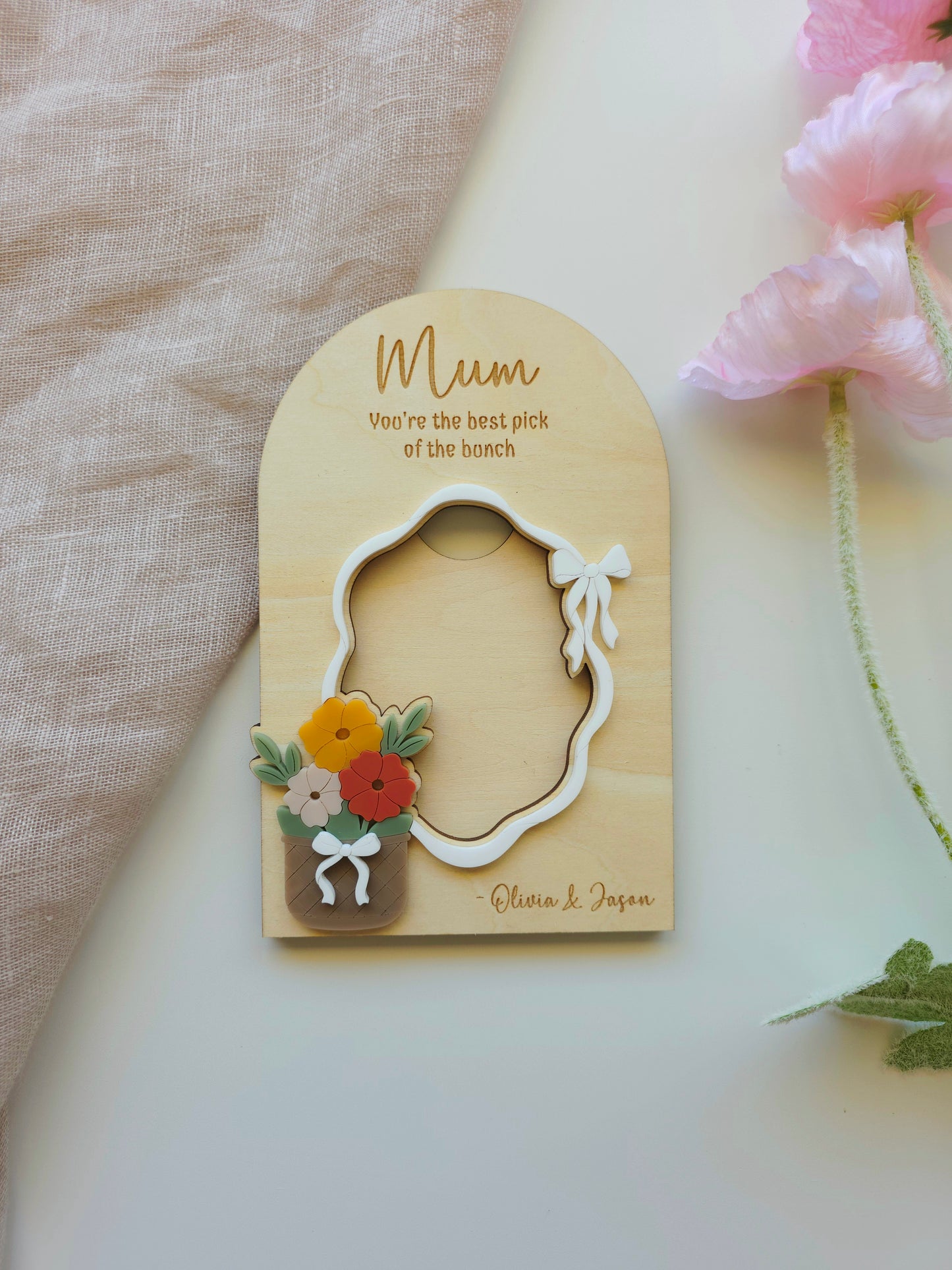 Flower Bow Photo Frame (2.5x3.5 inch) - Personalised