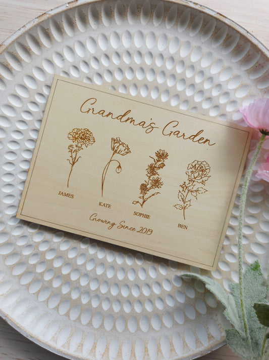 Birth Flower Stand Plaque
