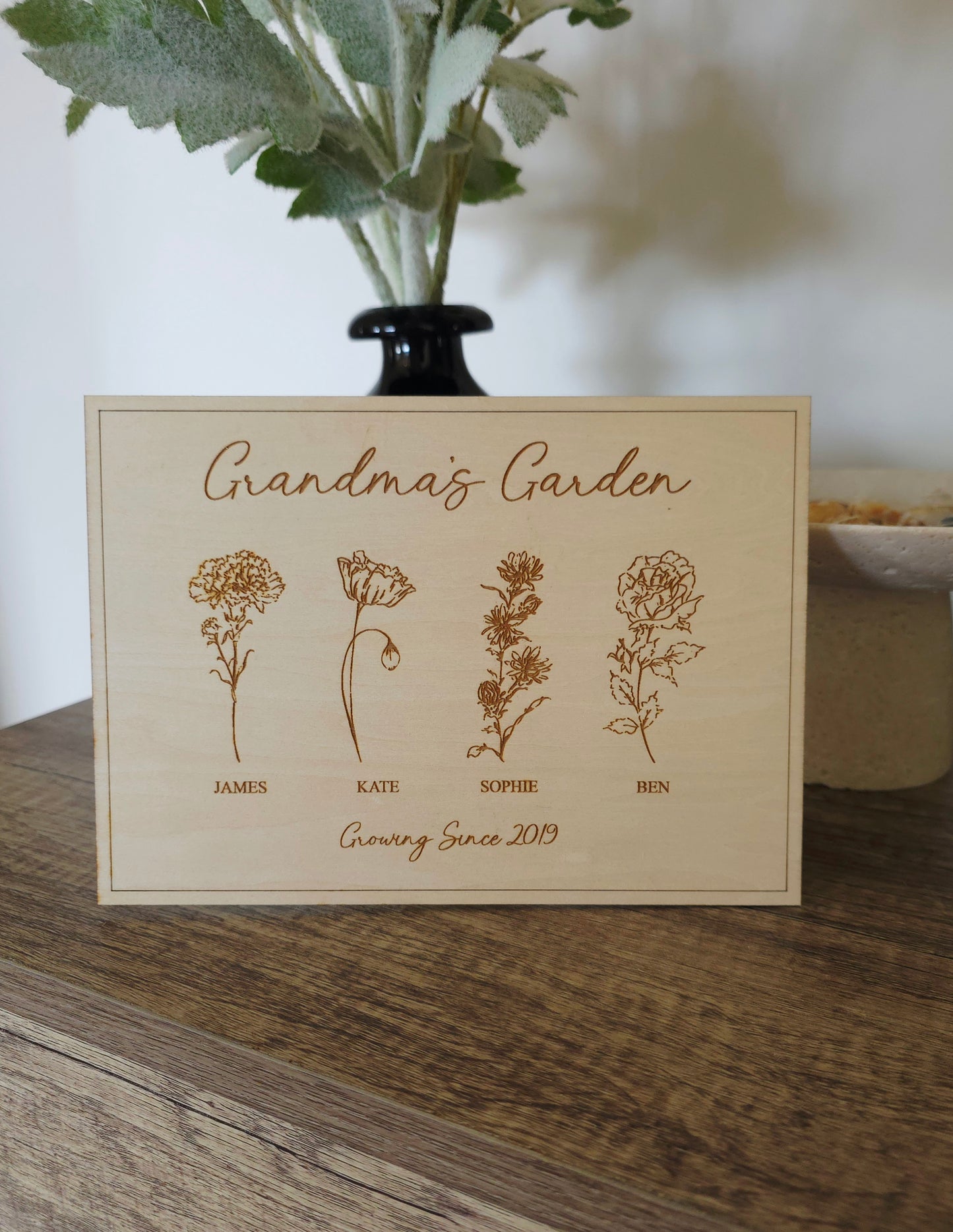 Birth Flower Stand Plaque