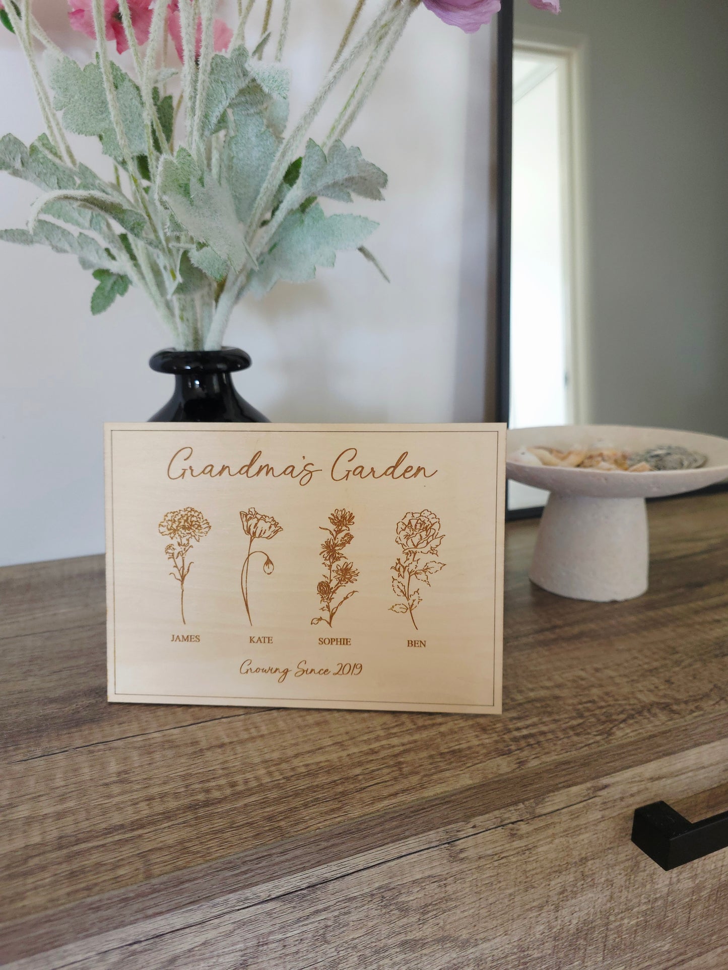 Birth Flower Stand Plaque
