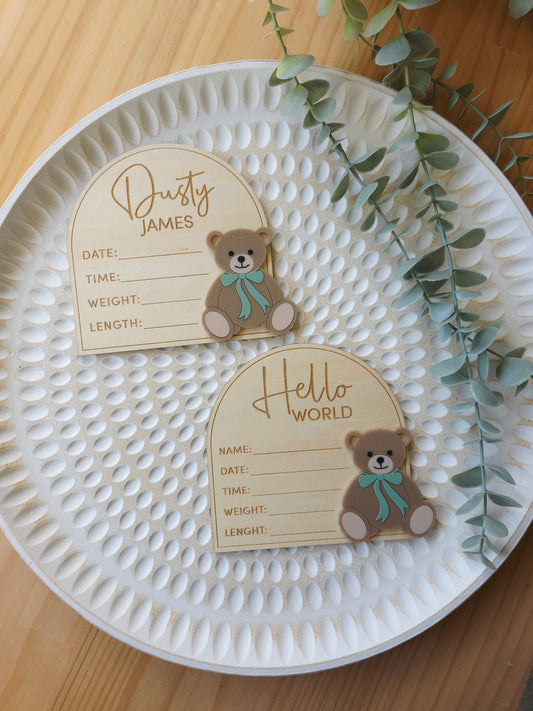 Bear Baby Announcement Plaque