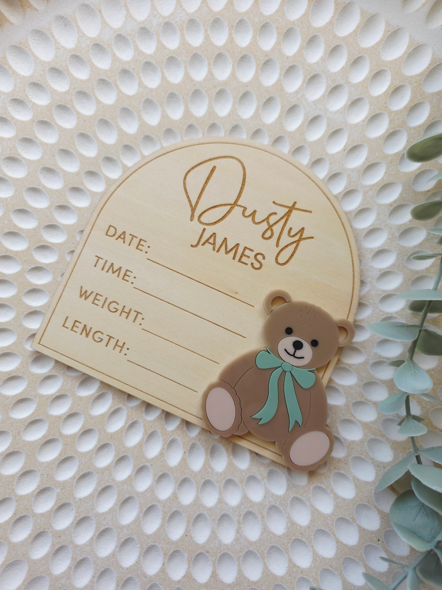 Bear Baby Announcement Plaque