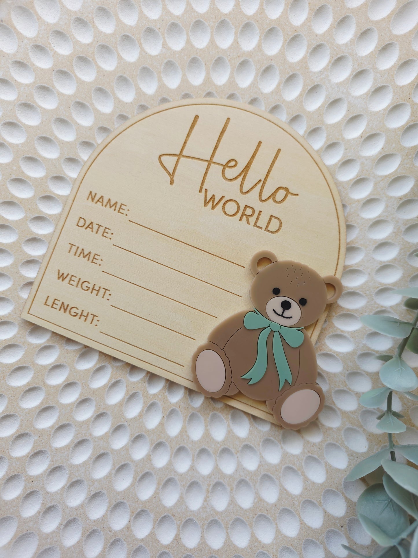 Bear Baby Announcement Plaque