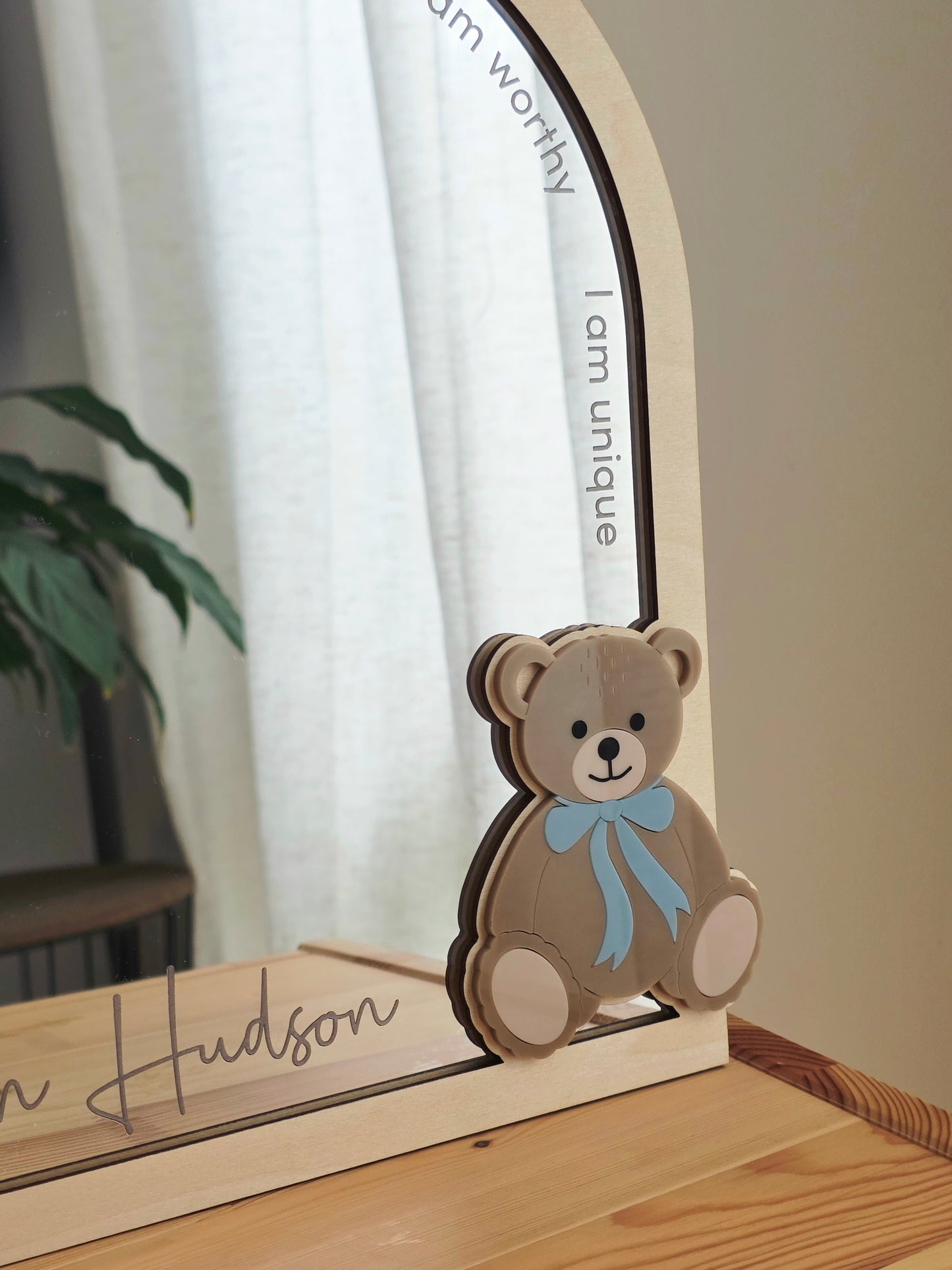 Personalised Daily Affirmation Mirror - Teddy Bear - Optional Shapes