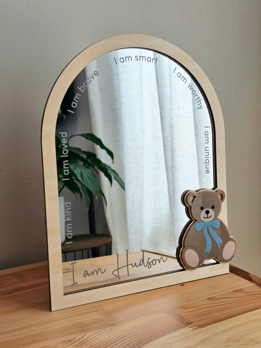 Personalised Daily Affirmation Mirror - Teddy Bear - Optional Shapes
