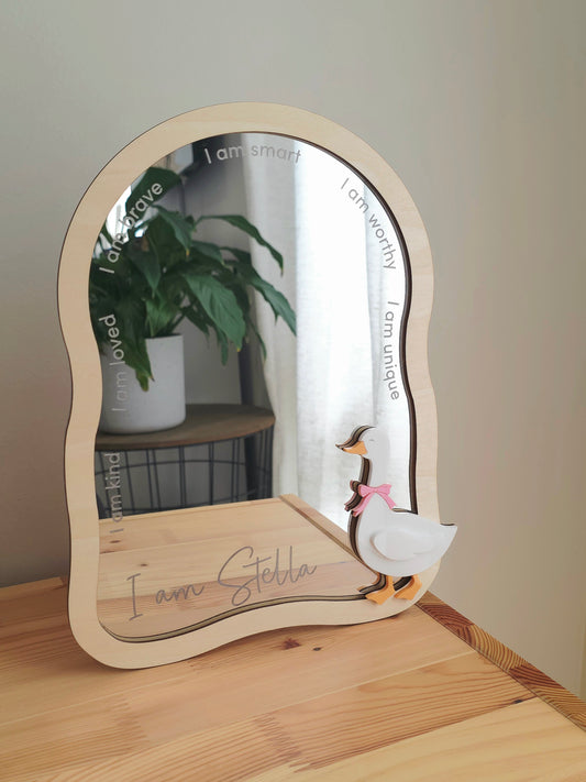 Personalised Daily Affirmation Mirror - Goose - Optional Shapes