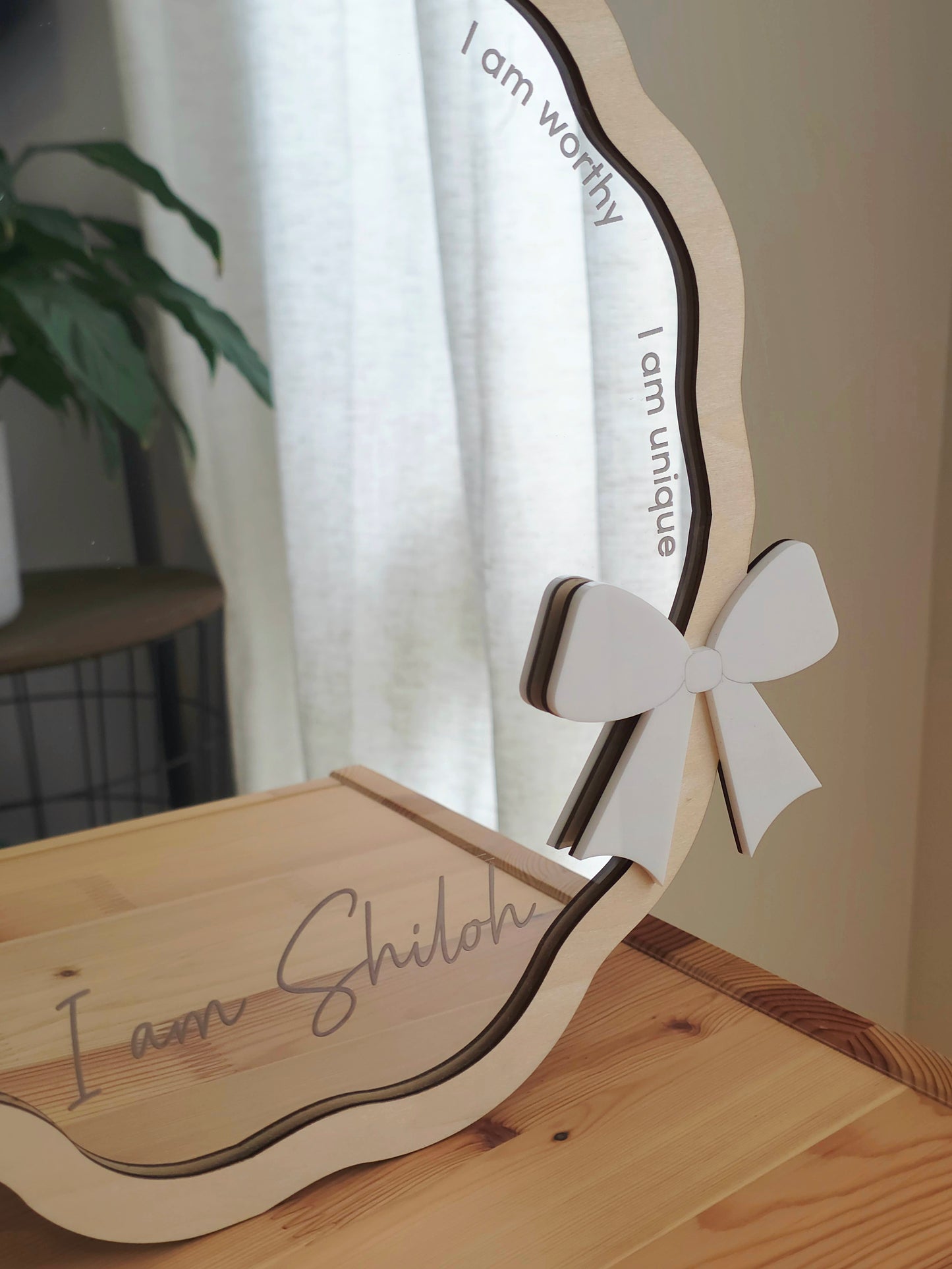 Personalised Daily Affirmation Mirror - Bow - Optional Shapes