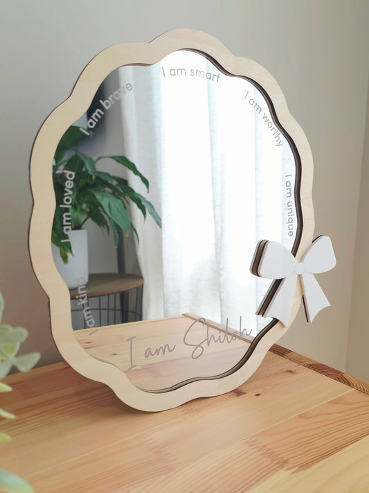 Personalised Daily Affirmation Mirror - Bow - Optional Shapes