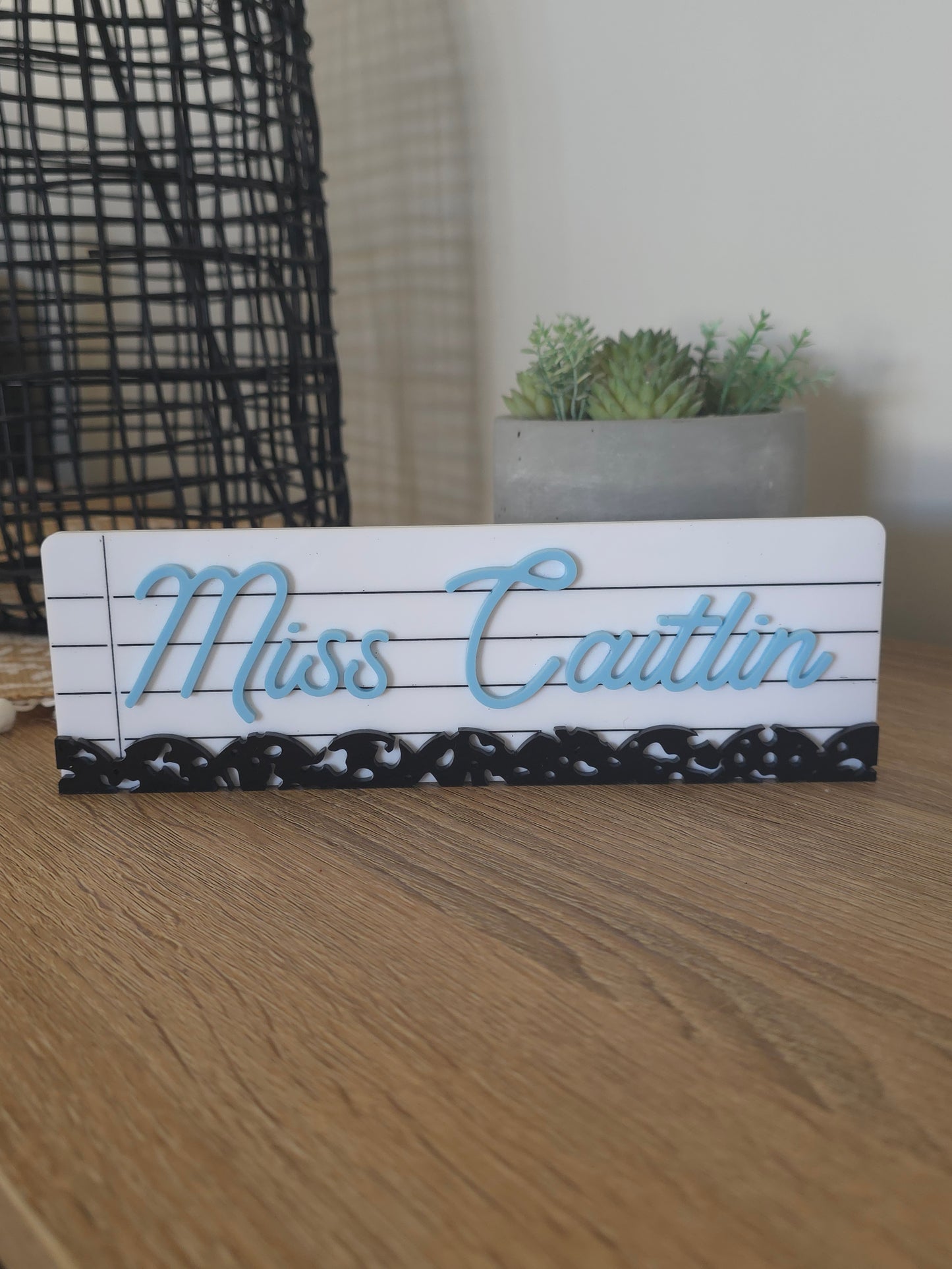 Personalised Teacher Desk Name Plaque | Notebook Style