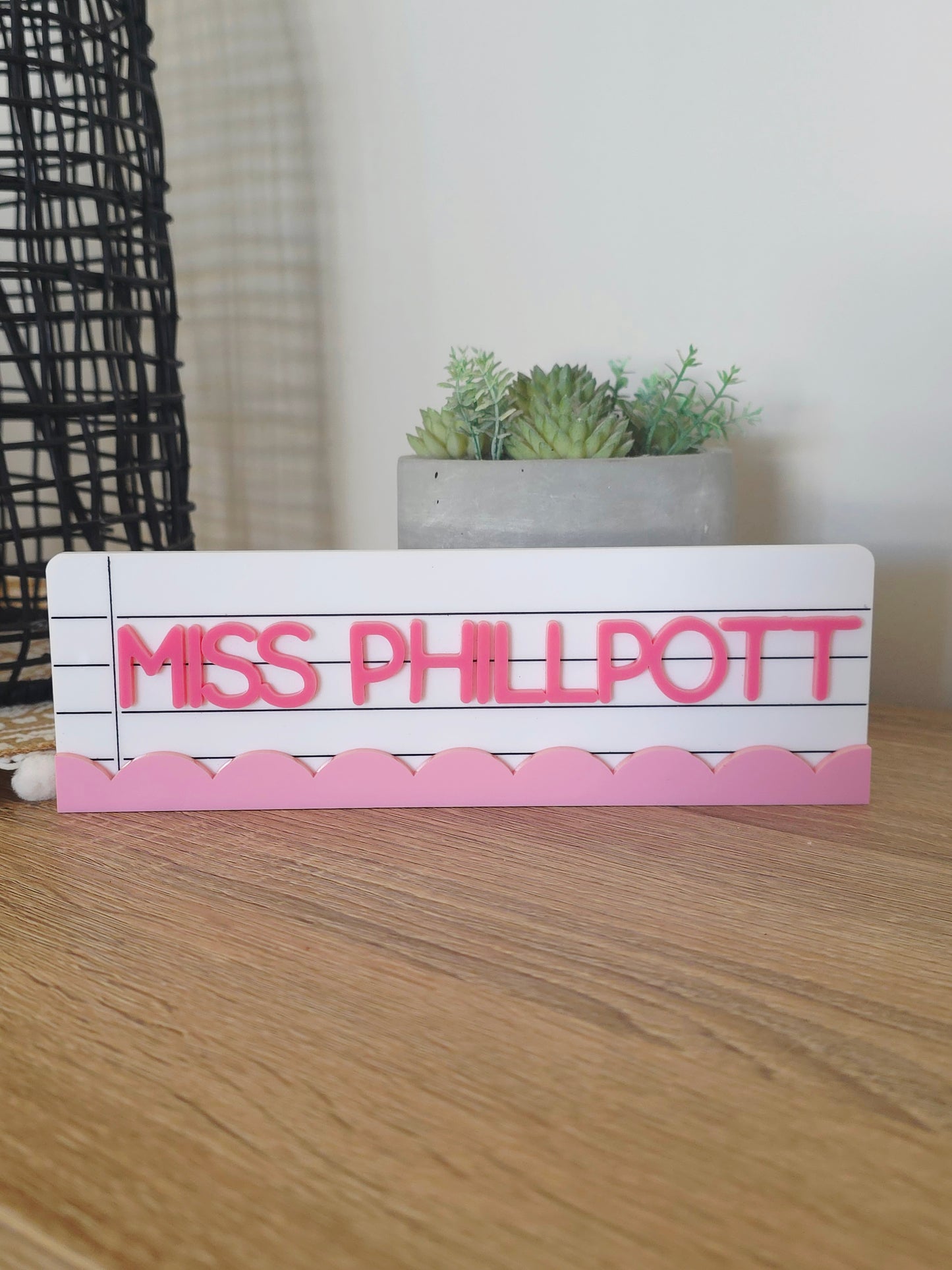 Personalised Teacher Desk Name Plaque | Notebook Style