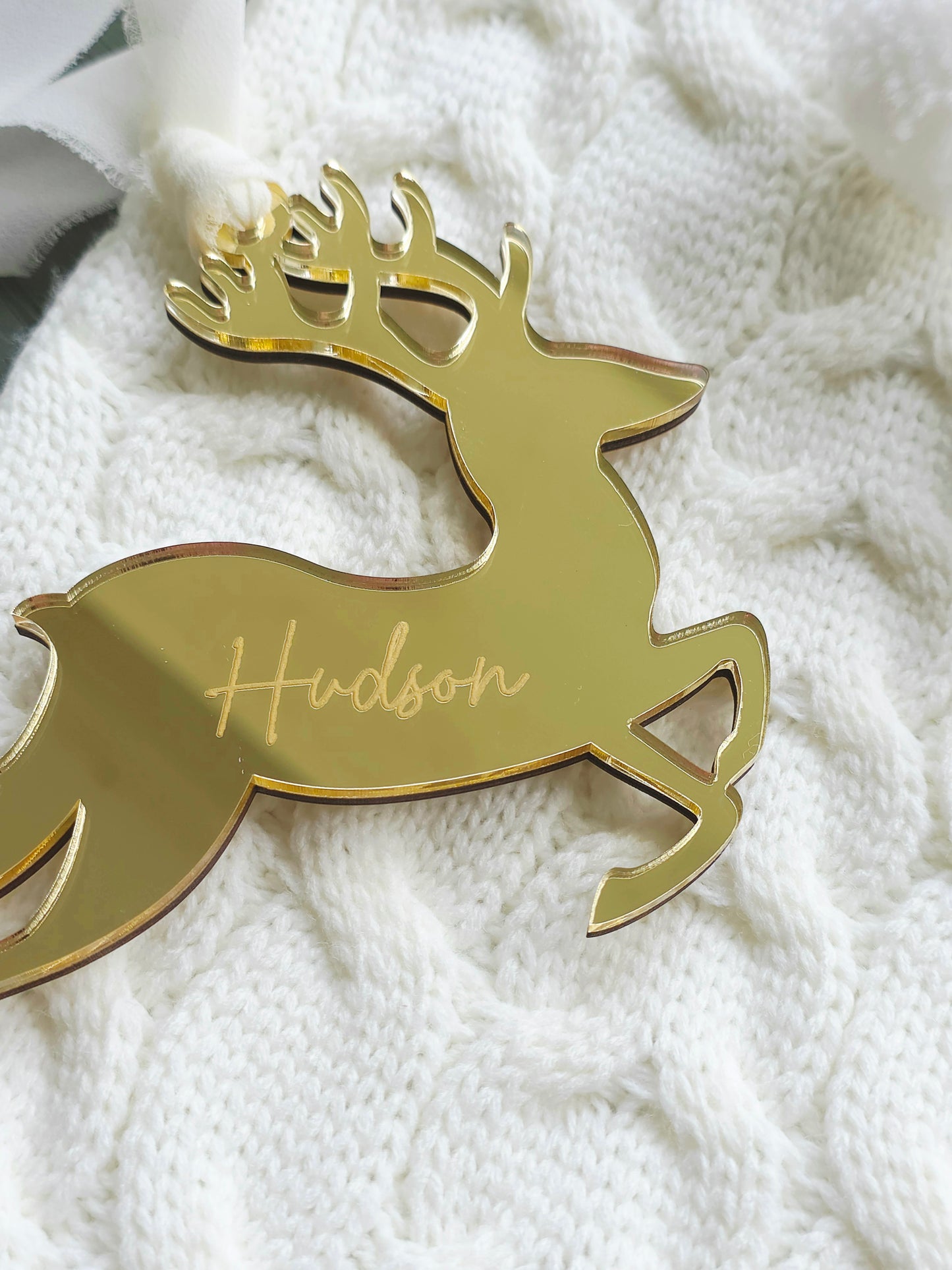 Reindeer Personalised Ornament - Mirror