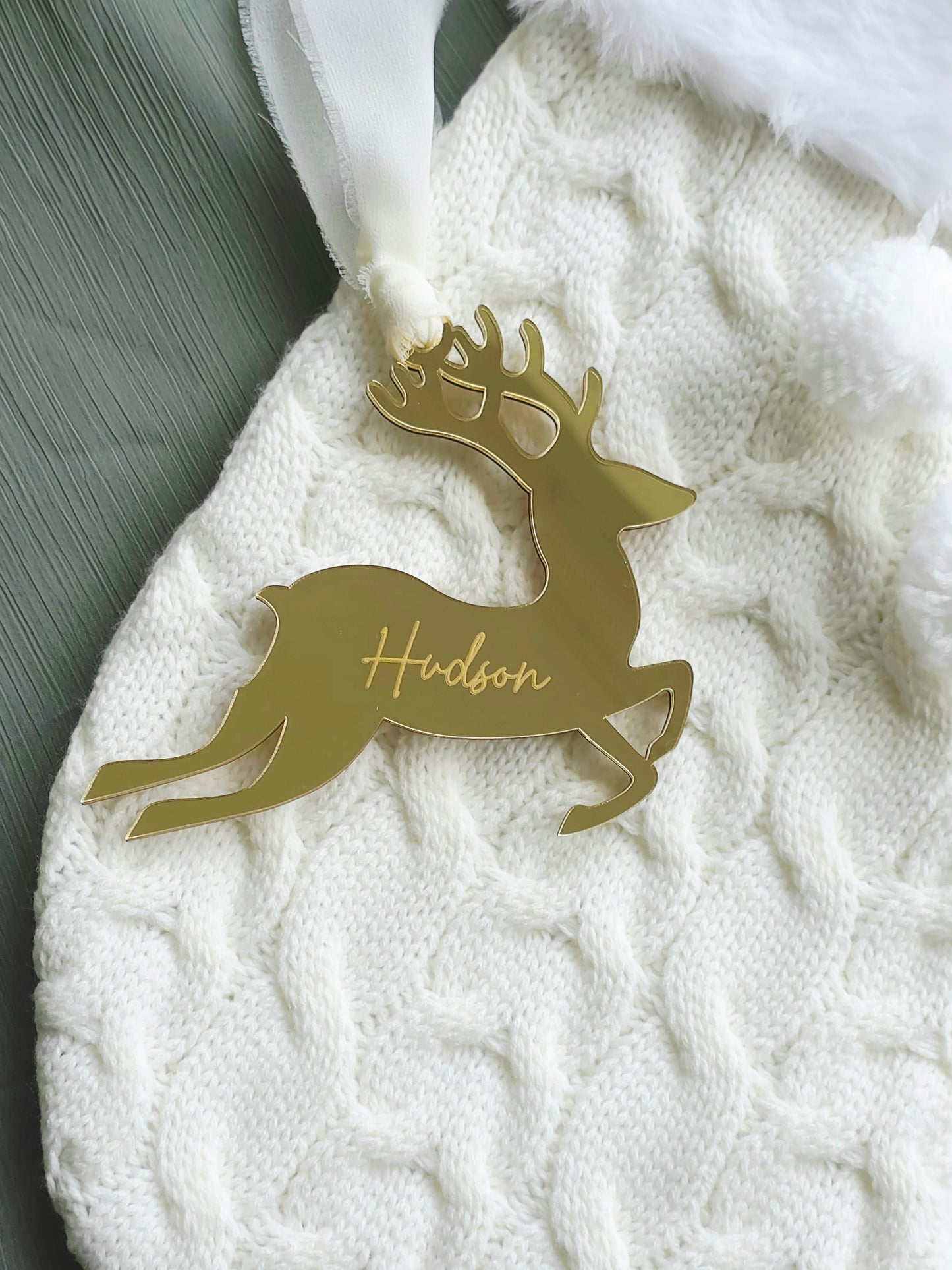 Reindeer Personalised Ornament - Mirror