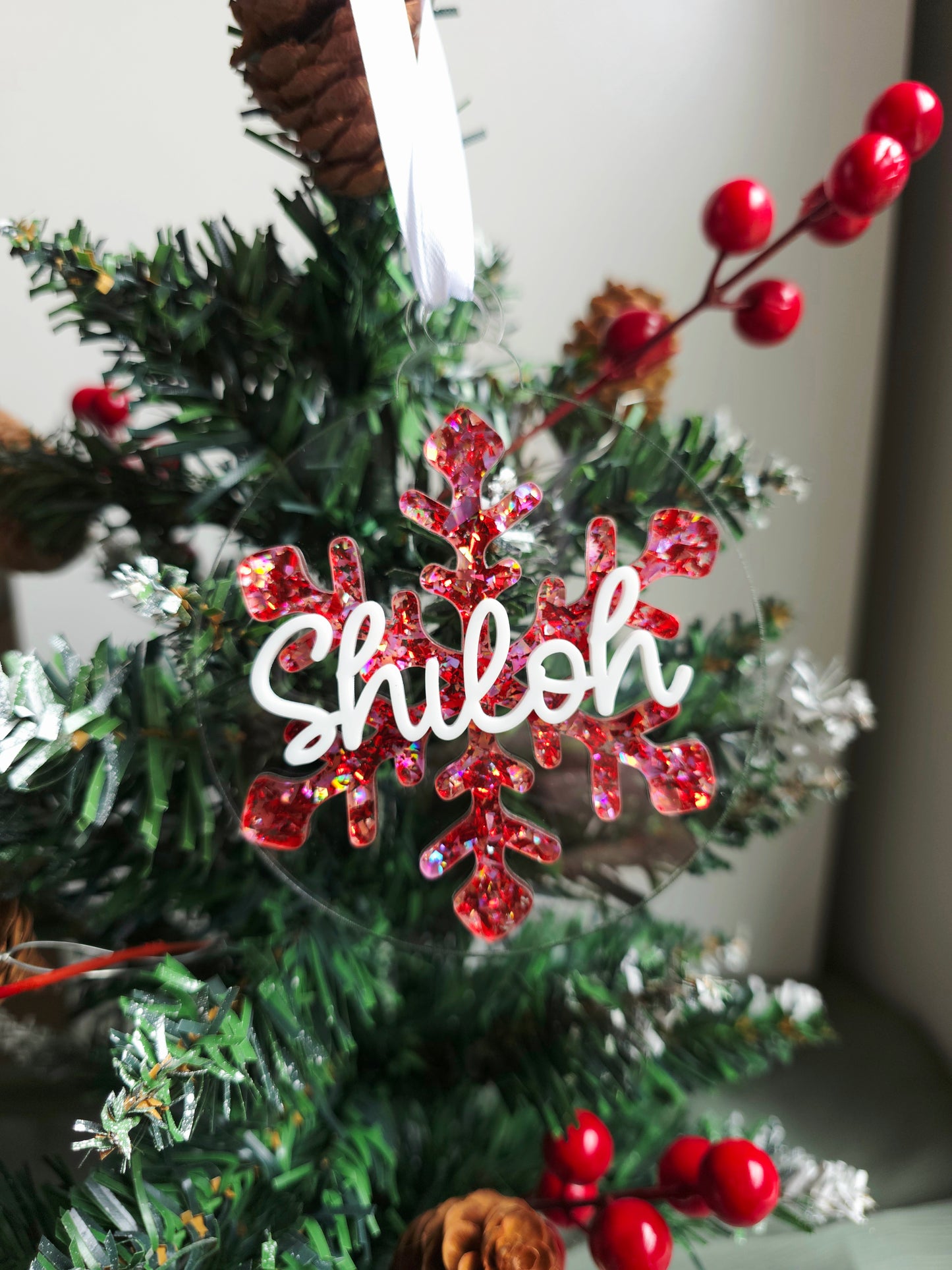 Snowflake Personalised Christmas Ornament - Acrylic