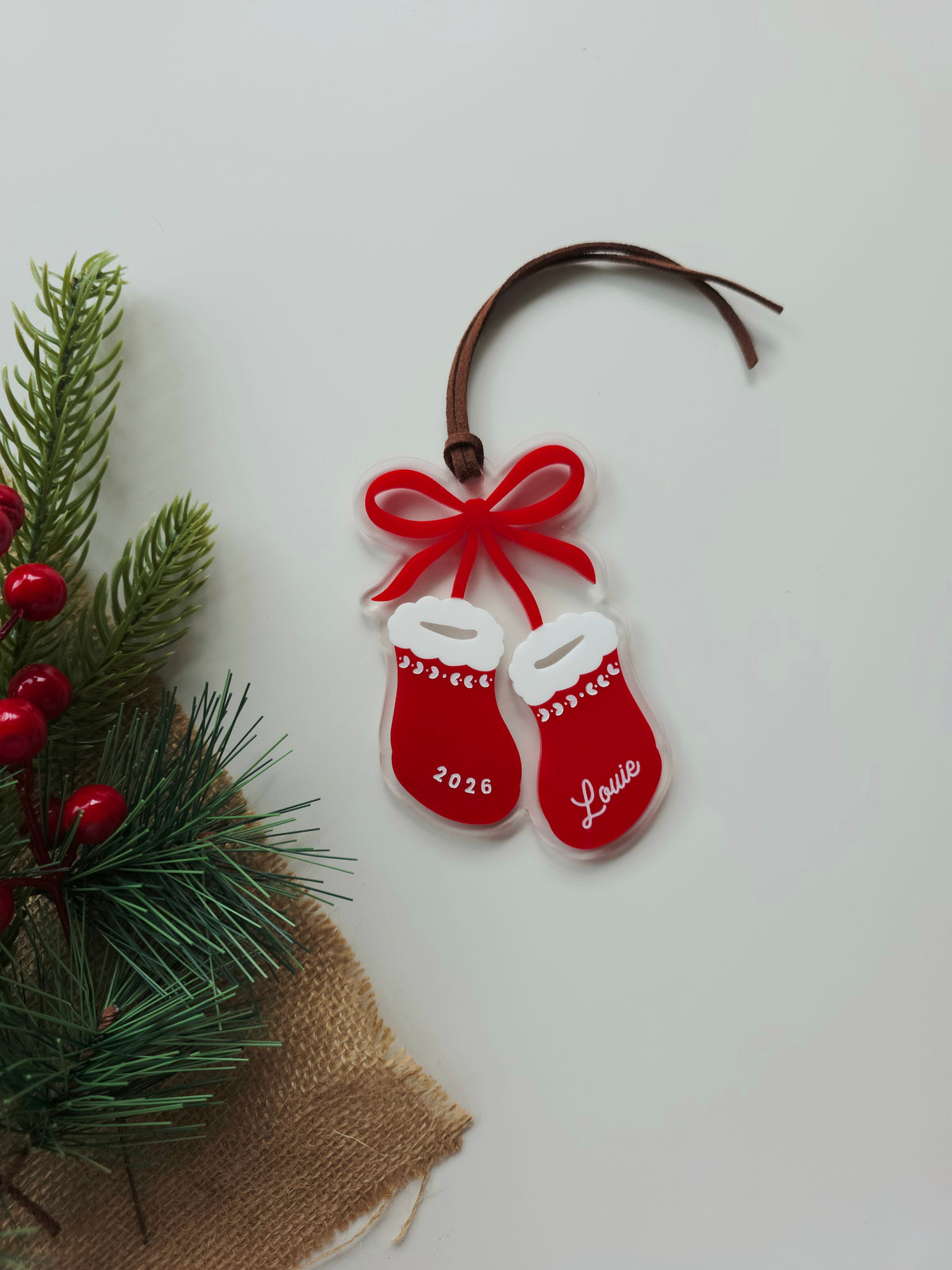 Baby Booties Personalised First Christmas Ornament