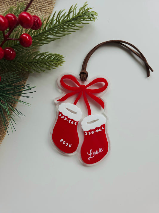 Baby Booties Personalised First Christmas Ornament