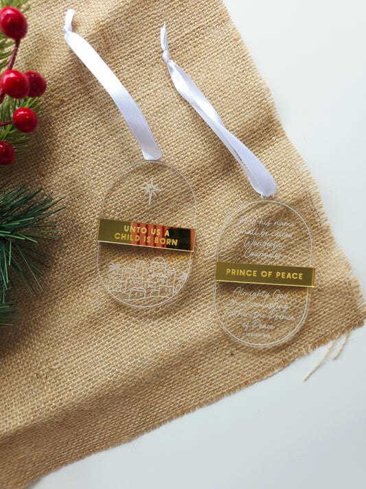 Christian Nativity Christmas Ornaments - Set of 2