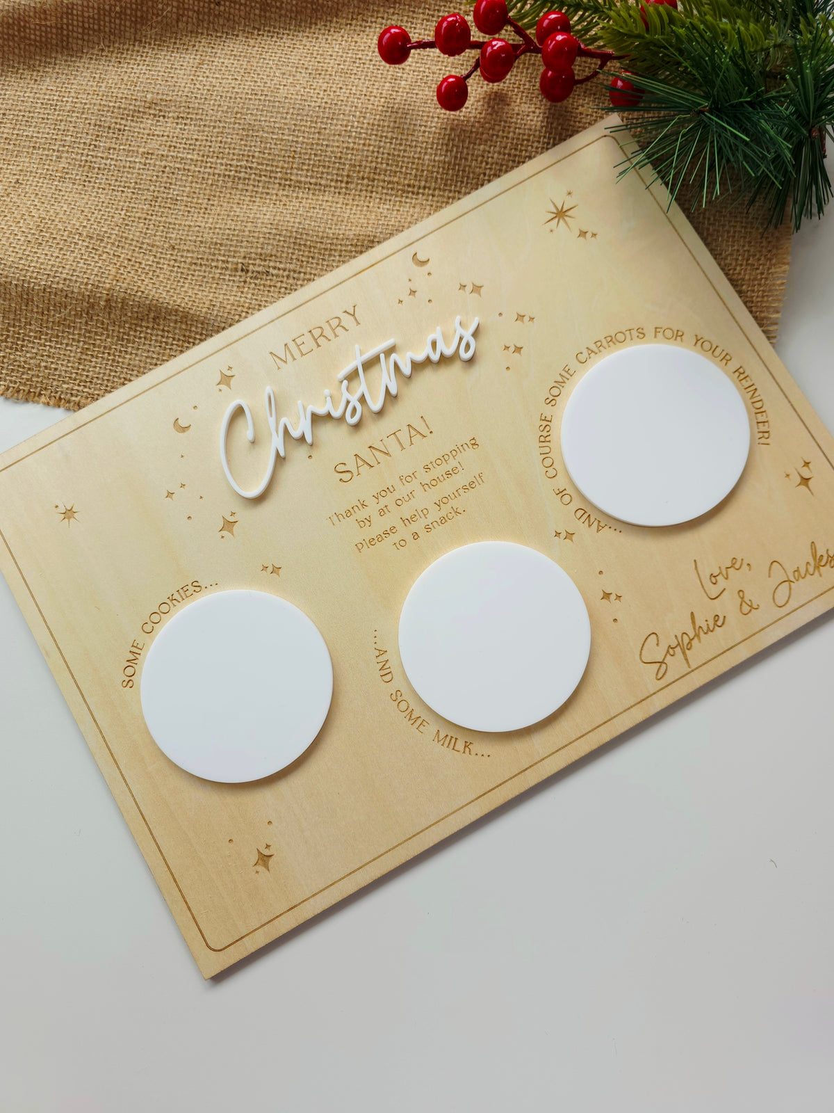 Christmas Santa Snack Board - Rectangular (Personalised)