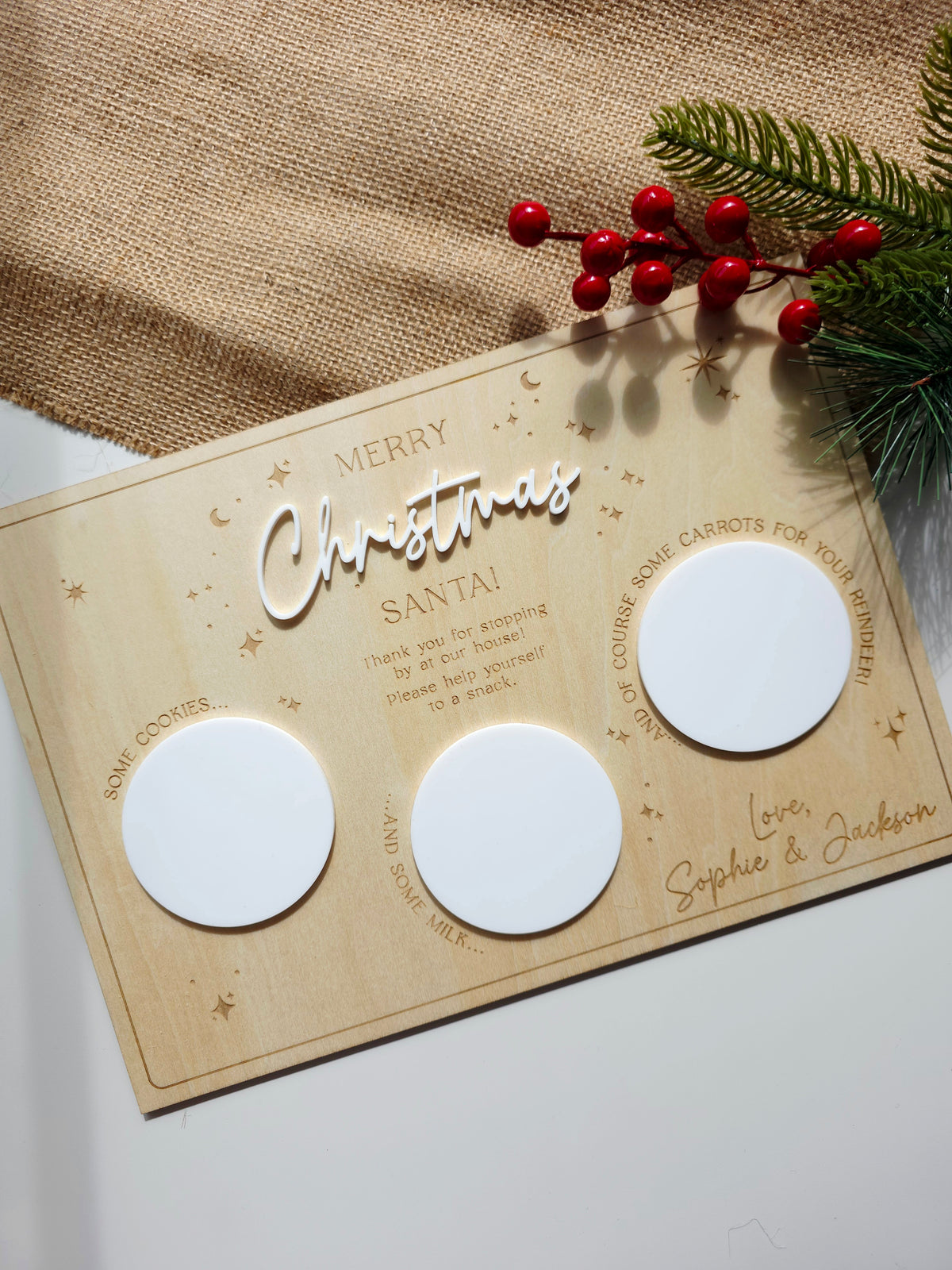 Christmas Santa Snack Board - Rectangular (Personalised)